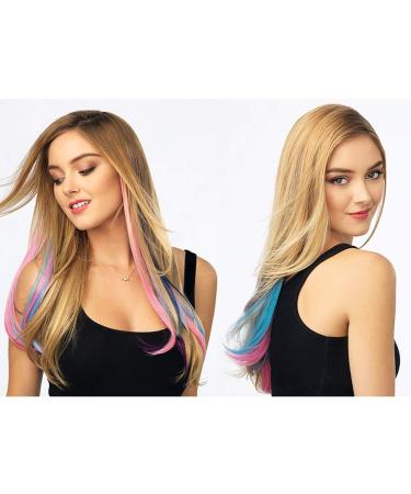 EuTengHao 36 Packs 22'' Colored Clip in Hair Extensions for Women and Kids - Multi-Colors Party Highlights Streak Synthetic Hairpieces - Buy Online on GoSupps.com