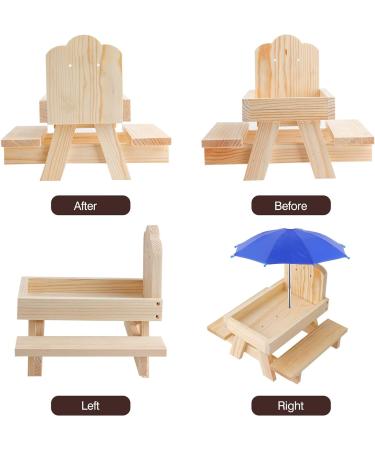 Creechwa Wooden Squirrel Feeder Picnic Table with Umbrella and Corn Cob Holder - Outdoor Bird Feeding Station for Garden Trees and Forest House - Buy Online on GoSupps.com