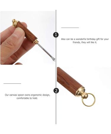 Stainless Steel Earwax Removal Tool with Ring - Portable Ear Cleaner Spoon (Wood Color) - Buy Online on GoSupps.com