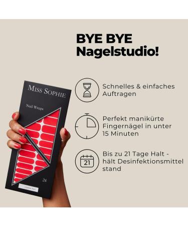 Original Miss Sophie Nail Foils - Lipstick Red | 24 Ultra-Thin Nail Polish Strips for Finger & Toenails | Compatible with Natural Acrylic Gel & Shellac Nails - Buy Online on GoSupps.com