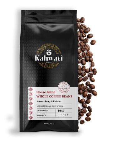 Kahwati | House Blend | Speciality Whole Coffee Beans | Freshly Roasted In London |100% Ethically Sourced | Sweet Juicy & Unique Coffee Beans for Espresso- 1Kg | House Blend 1 kg (Pack of 1)