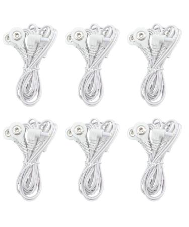 Replacement Premium TENS Lead Wires 2.35mm Shielded Plug to 4 Snap 3.5mm Connectors for TENS Units (Pack of 6)