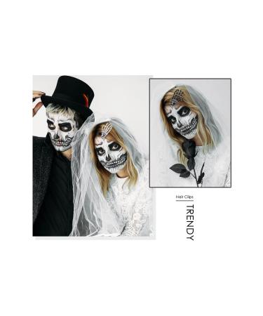 Korean Gothic Skeleton Hands Hair Clips - Punk Rock Devil Claw Barrettes Set (Black/White) - Buy Online on GoSupps.com