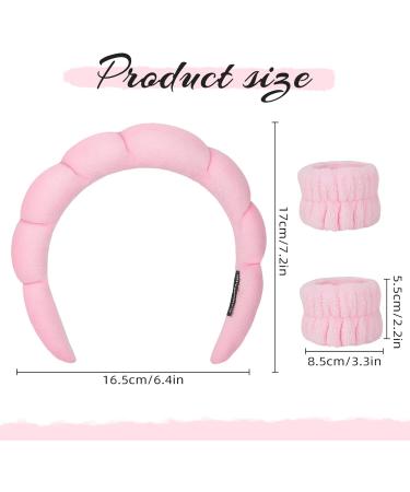 Pink Spa Headband for Women - Sponge Puffy Makeup & Skincare Headband with Wristbands - Terry Towel Cloth Fabric for Face Washing & Shower - Buy Online on GoSupps.com
