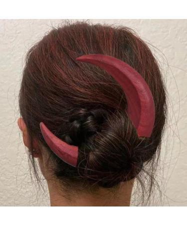 Moon Hair Clip 1 Piece Hair Pin Half Moon Hair Pin Wooden Moon Hair Clips Vintage Moon Hair Sticks For Women Black - Buy Online on GoSupps.com