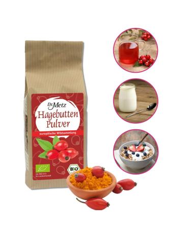 Organic Rosehip Powder 400g - 100% Pure Rosa Canina | Rich in Vitamin C for Smoothies Muesli & Drinks - European Wild Collection - Buy Online on GoSupps.com