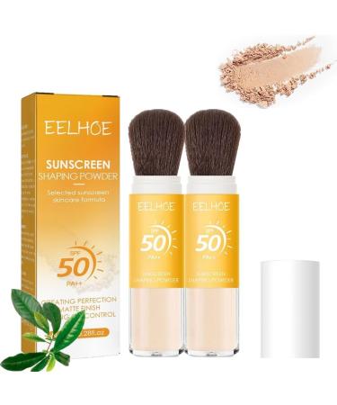 |Most Gifted| Mineral Powder Foundation Sunscreen - SPF 50 Loose Powder Sunscreen Setting Powder - Mineral Brush Powder - Oil Control Natural Matte Finish Powder Sunscreen For Face Makeup - 8g/0.28fl.oz (2pcs)