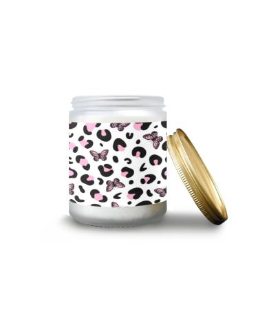 Orange Lemon Candles for Home Scented Aromatherapy Jar Candles 7 oz Long Lasting Candles Scented Candles Gift Set for Women Perfect for Birthday Gifts Leopard Print with Butterfly