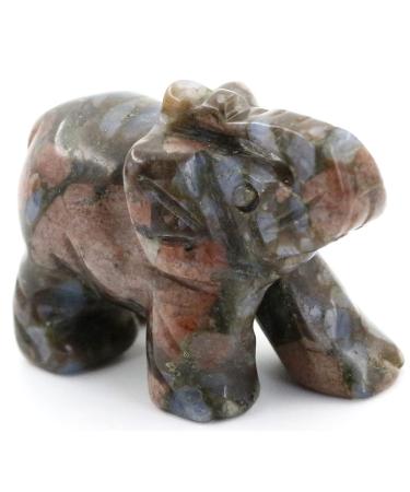 Ouubuuy Natural Llanite Crystal Elephant Stone Gemstone Ornament Reiki Healing Crystal Gift 1.5 inch