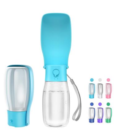 Drinking bottle Dogs 550ml: Peteast foldable dog drinking bottle for on the go BPA-free dog cat pets pussy water bottle dog for hiking traveling (azure blue)