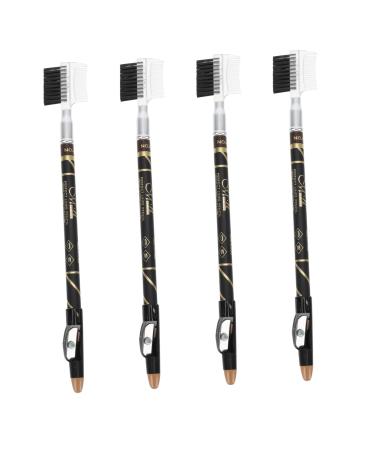 NOLITOY 4pcs Two-in-one Eyebrow Pencil Eyebrow Pen Brown Eyeliner Pencils Women Eyebrow Pencils Girl