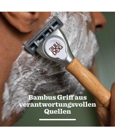 BULLDOG Wet Shave for Men | Eco-Friendly Bamboo Handle Razor + 4 Replacement Blades | 5-Blade Precision Shaving - Buy Online on GoSupps.com