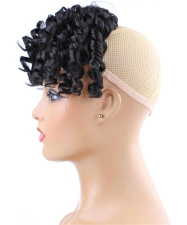 Bangs Hair Clip Curly Bangs Synthetic Hair Clip in Bangs Hair Extension Curly Hair Bangs Clip for fashion black Women Bangs Clip in Hair #1 - Buy Online on GoSupps.com