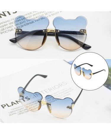 Harilla Cat Ear Shaped Sunglasses - Frameless Fashion Glasses for Kids & Adults Ideal for Beach Travel & Parties - Stylish Blue Resin Lens Gifts - Buy Online on GoSupps.com