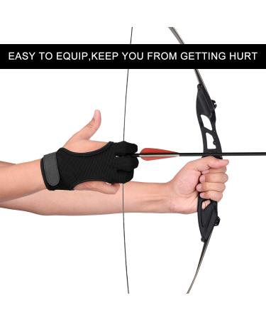 FitsT4 Archery Gloves - Leather Padded Three Finger Protector for Bow Shooting - Non Slip Glove for Kids, Youth, Adult Beginners - 1-Black (Medium) - Buy Online on GoSupps.com