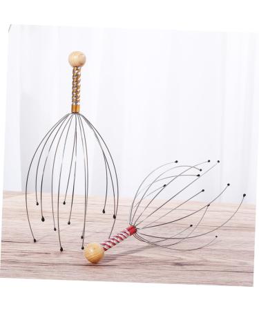 Minkissy 6PC Scalp Massage Tool Set - Hair Scrubber & Shampoo Scrubber for Deep Cleansing - Manual Handheld Massagers - Steel & Wood - Buy Online on GoSupps.com