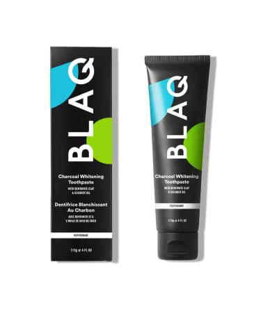 BLAQ Activated Charcoal Teeth Whitening Toothpaste | Vegan Organic SLS Free Toothpaste with Coconut Oil and Bentonite Clay | Charcoal Toothpaste for Whitening Teeth  Removing Stains - 4 OZ / 113g 4 Ounce (Pack of 1)