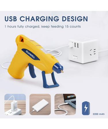 QUIWELL Cordless Hot Glue Gun Kit with 30 Glue Sticks - USB Rechargeable & Auto Shut Off for Quick Repairs and DIY Crafts - Buy Online on GoSupps.com
