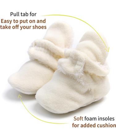 EDOTON Unisex Newborn Winter Boots - Non-Slip Sole, Adjustable Bootie Sock 6-12 Months, White - Buy Online on GoSupps.com