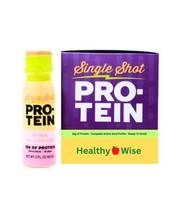 Nutmeg State Nutrition HealthyWise - Whey Protein & Collagen Shots 15g Protein Fat Free Sugar Free 3 Fl Oz Per Serving (Pink Lemonade 6 Pack) Pink Lemonade 3.37 Ounce (Pack of 1)