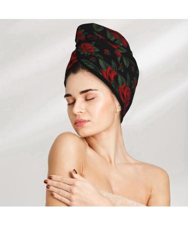 Ultra Plush Microfiber Hair Towel Wrap for Women - Ultra Absorbent Twist Turban for Curly Long & Thick Hair - Perfect Hair Drying Solution - Roses - Buy Online on GoSupps.com