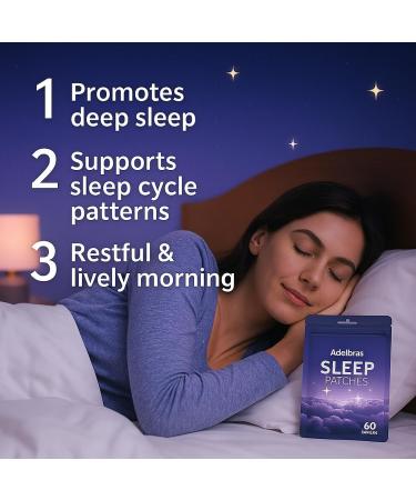 ADELBRAS Sleep Patches for Adults 60 Patches | Upgraded All-Natural Formula | Fast-Acting Melatonin & Valerian | Promotes Deep Sleep All Night for Men & Women - Buy Online on GoSupps.com