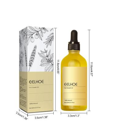 60 ML Veganic Natural Hair Growth Oil, Eelhoe Hair Growth Organic Hair Oil Rosemary Oil, for Dry Damaged Hair and Growth Thin Hair. (1 Pcs)