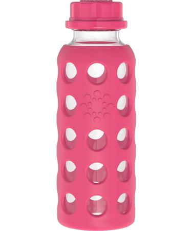 Lifefactory 9-Ounce BPA-Free Glass Water Bottle with Flat Cap and Silicone Sleeve  Raspberry