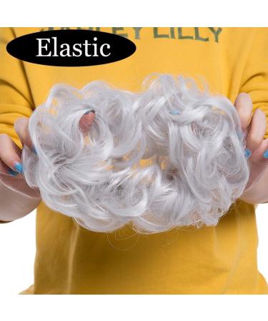 Silver Grey Hair Bun Donut Chignon Scrunchie Updo Hairpiece | Ponytail Extension 35g - Buy Online on GoSupps.com
