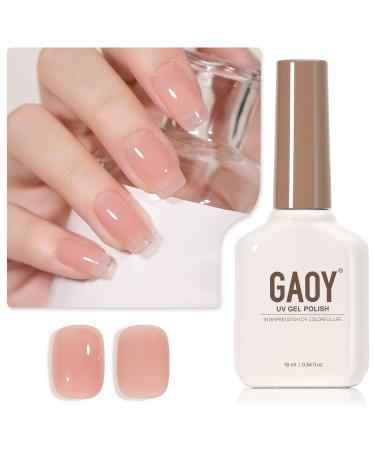 GAOY Sheer Nude Gel Nail Polish, 16ml Jelly Natural Pink Translucent Color 1301 UV Light Cure Gel Polish for Nail Art DIY Manicure and Pedicure at Home Nude Jelly