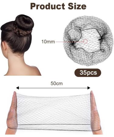 URAQT Invisible Hair Nets 35Pcs - Elastic Edge Mesh Stretch Hair Bun Nets for Women - Ideal for Food Service, Ballet, Sleeping, Wig Making - Black - Buy Online on GoSupps.com