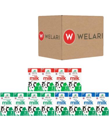 Dairy Pride 12 x 1Ltr Assorted UHT Milk with Welari Thank You Card Multipack (whole x4 Semi x4 Skimd x4) Long Lasting Life Cold Drink Baking Cooking (12L) (12pack) - Buy Online on GoSupps.com