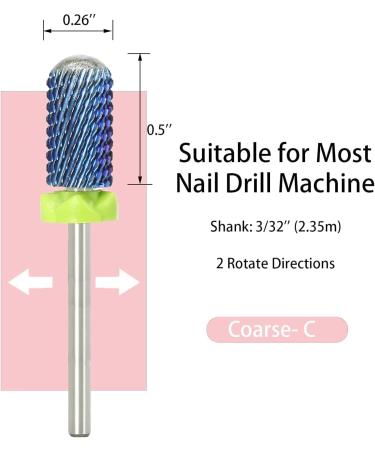 Akylin Carbide Nail Drill Bits - 3/32 Fast Remove for Acrylic/Hard Gels Smooth Round Top for Manicure Pedicure Cuticle Gel Polishing Salon Bits-Left and Right Hand(Medium) Medium-M Type-C - Buy Online on GoSupps.com