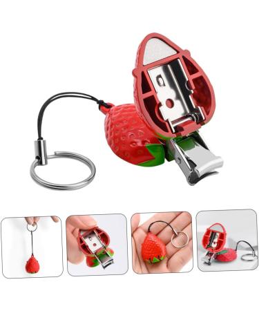 Beavorty Strawberry Nail Scissors acrylic nail clippers nail clippers for thick nails nail clippers for women nail clippers with catcher fruit key chain travel portable Stainless steel - Buy Online on GoSupps.com