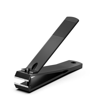 Heavy Duty Straight Blade Nail Clippers for Thick Toenails Professional Stainless Steel Fingernail Toenail Clippers Trimmers - Thick Wide Jaw Toe nail Clippings for Seniors Men & Women (Black)