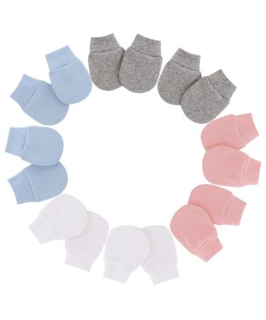8 Pairs Scratch Mittens Newborn Baby Gloves and Mittens Baby Mittens Newborn Mittens Baby Newborn Newborn Mittens Cotton Stretchy No Scratch Mittens for Boys and Girls (grey White Pink Blue)