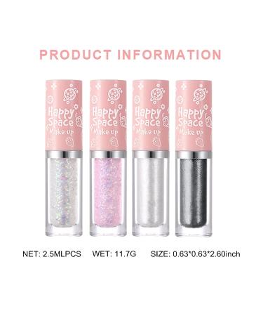 Erinde Liquid Glitter Eyeshadow Set - Shimmer Metallic Eye Shadow for Korean Sparkly Makeup - Long-Lasting & Lightweight Formula - 4PCS - Buy Online on GoSupps.com