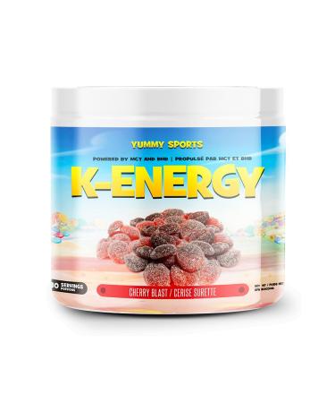 Yummy Sports K-Energy Drink Supplement Boost Energy Enhance Focus Physical Performance Powered by BHB MCT Caffeine Keto-Friendly Energy Drink - 30 Servings - 210g - Cherry Blast