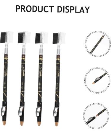 MUSISALY 4pcs Two-in-one Eyebrow Pencil Eyebrow Pencils with Pencil Sharpener Eyebrow Cosmetics Wooden Brown - Buy Online on GoSupps.com