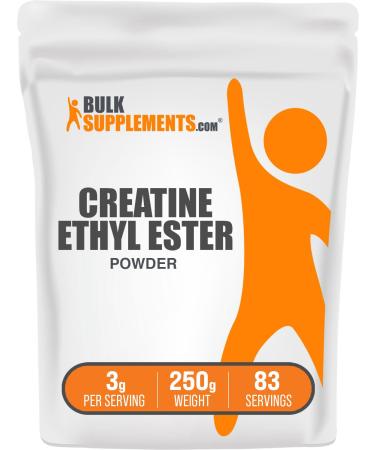 BulkSupplements.com Creatine Ethyl Ester HCl Powder - Creatine Supplement Creatine Ethyl Ester Powder - Unflavored & Gluten Free 3g per Serving 250g (8.8 oz) (Pack of 1) 8.82 Ounce (Pack of 1)