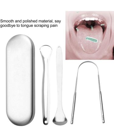 Stainless Steel Tongue Scraper for Adults | Tongue Cleaner Brush to Reduce Bad Breath - U-Shaped 3-Part Design - Buy Online on GoSupps.com