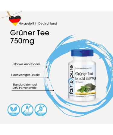 Fair & Pure Green Tea Extract 750mg - Decaffeinated Vegan 120 Capsules - Premium International Shipping - Buy Online on GoSupps.com