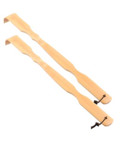 RENOOK Bamboo Back Scratcher - 2 Packs Thicken Extended Wooden Personal Massager for Women and Men,17'', Provide Instant Relief from Itching, Good Practical and Novel Gifts