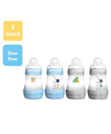 MAM Easy Start Anti-Colic Slow Flow Bottles 5 oz (4-Count) Gray and Blue - Buy Online on GoSupps.com