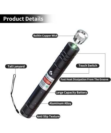Cyahvtl Laser Pointer, Tactical Flashlights 2000 Metres Green Long Range High Power Handheld Flashlight, Rechargeable Laser Pointer for USB, with Star Cap Adjustable Focus Suitable for Projecto X-Small - Buy Online on GoSupps.com