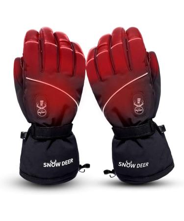 SNOW DEER Electric Heated Gloves for Men And Women Waterproof And Windproof Ski Gloves with Rechargeable Battery Touchscreen Three Heat Settings for Cold Weather Snowboarding Shovel Snow - Small