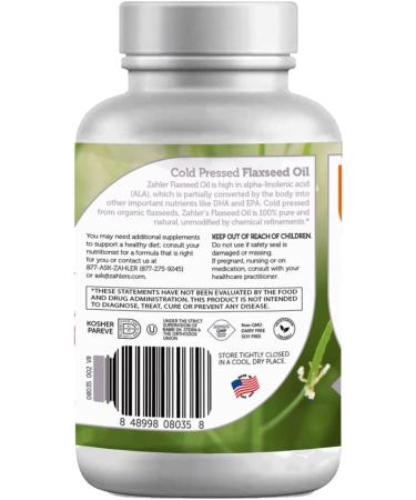 Zahler Organic Flax Seed Oil 1000mg - 90 Softgels for Heart Health & Omega-3 - Buy Online on GoSupps.com