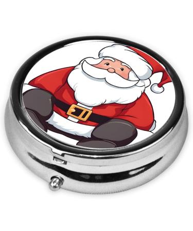 Cute Santa Claus Round Pill Box - Portable 3 Compartment Medicine Organizer for Travel & Vitamins - Buy Online on GoSupps.com