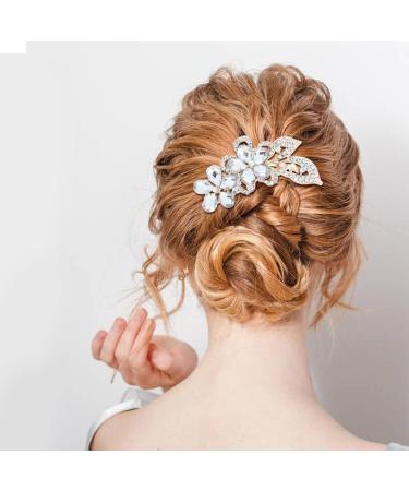 inSowni 4 Pack Luxury Glitter Sparkly Gems Crystal Rhinestone Gold Hair Combs & Clips - Buy Online on GoSupps.com
