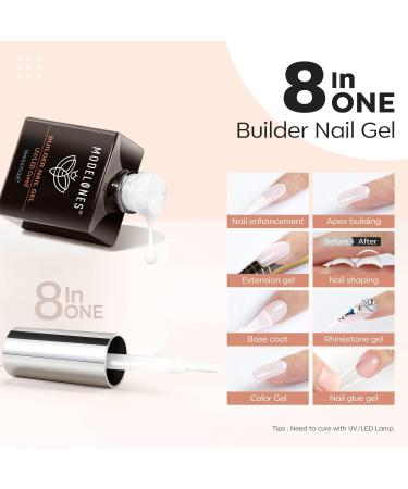 Modelones Milky White Builder Gel - 8-in-1 Nail Strengthener & LED Hard Gel - 15ML Bottle - Gift for Women - Buy Online on GoSupps.com